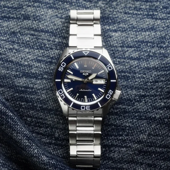 Seiko 5 Sports Automatic Blue Dial Silver Steel Strap Watch for Men - SRPK97K1 - Image 11